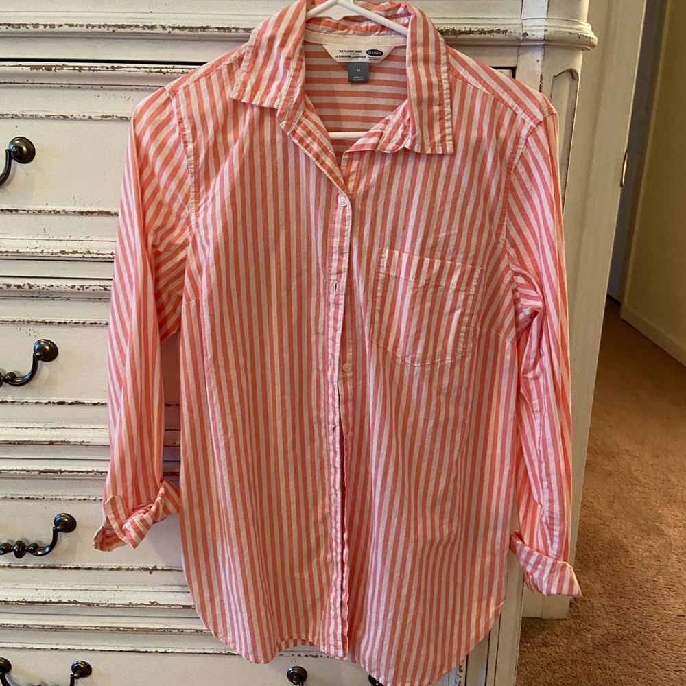 Pink and White Collared Shirt